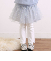 ふわふわドット雪柄チュールセミフレアスカッツ(80~120cm)