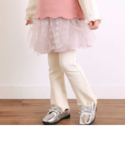 ふわふわドット雪柄チュールセミフレアスカッツ(80~120cm)