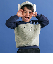 恐竜クマウサギアニマルフェイスボア切り替えトレーナー(80~120cm)