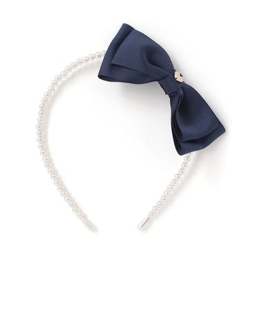 リボン付きパールビーズカチューシャ