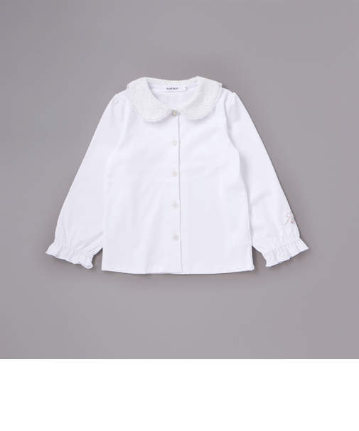 レース襟キラキラお花ボタンキャンディスリーブブラウス(110~130cm)