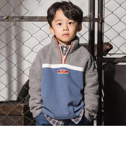 ボア切り替えハーフジップトレーナー(110~160cm)