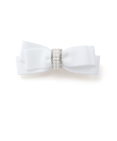 ラインストーングログランリボンヘアクリップ