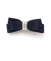 ラインストーングログランリボンヘアクリップ