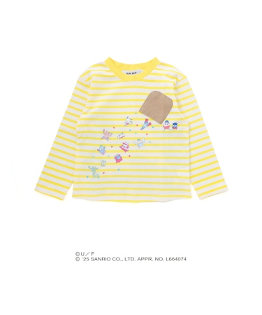 【原作クレヨンしんちゃん×はぴだんぶい×SLAPSLIP】デニムポケット付きバックプリントTシャツ(80~120cm)