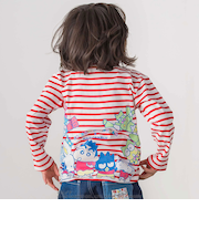 【原作クレヨンしんちゃん×はぴだんぶい×SLAPSLIP】デニムポケット付きバックプリントTシャツ(80~120cm)