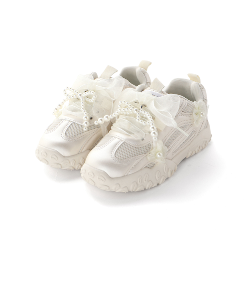 キラふわフラワーリボンスニーカー(17~22cm)｜ベベ オンライン ストア