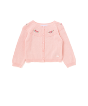 アクリルコットン刺しゅう編地切り替えカーディガンベビー(70~90cm)