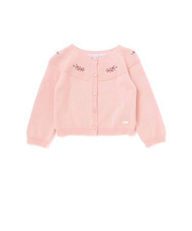 アクリルコットン刺しゅう編地切り替えカーディガンベビー(70~90cm)