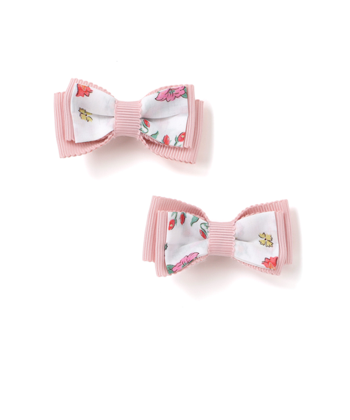 【日本製】【お揃い】リバティ(BluebellFields)プリント ヘアクリップ２点セットベビー