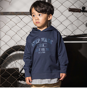 シャツレイヤードカレッジロゴフーディ(110~160cm)