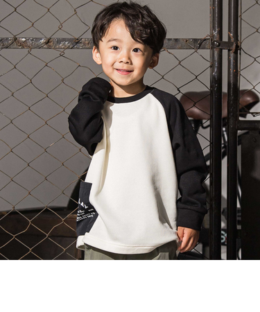 バイカラーラグランロゴBIGトレーナー(110~160cm)