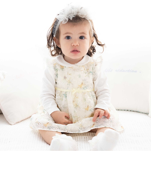 【お揃い】オーガンジー花柄プリントワンピース&スムースブルマセット(70~90cm)