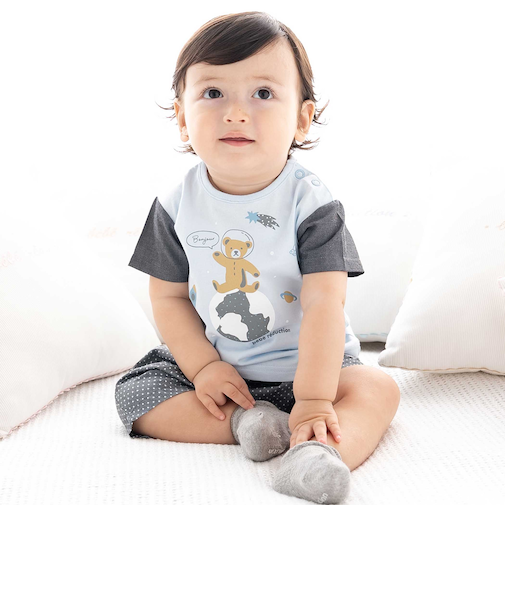 天竺半袖Tシャツ&ダンガリーパンツセット(70~90cm)