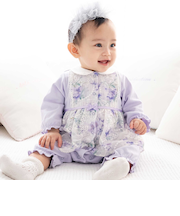 【お揃い】オーガンジー花柄プリントスカート付き長袖カバーオール(70~80cm)