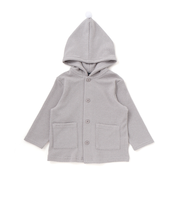 メランジワッフルポンポンフード付き長袖カーディガン(80~100cm)