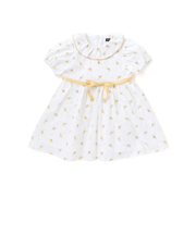 【お揃い】花柄フリルカラーパフスリーブワンピース(80~100cm)