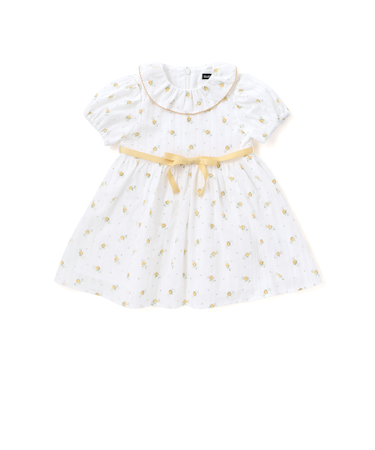 【お揃い】花柄フリルカラーパフスリーブワンピース(80~100cm)