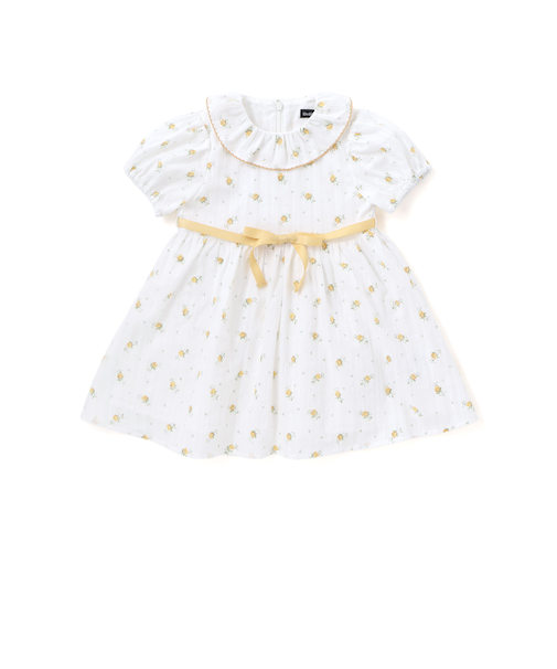 【お揃い】花柄フリルカラーパフスリーブワンピース(80~100cm)