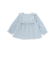 スクエアフリルお花刺しゅう長袖フレアブラウス(80~100cm)