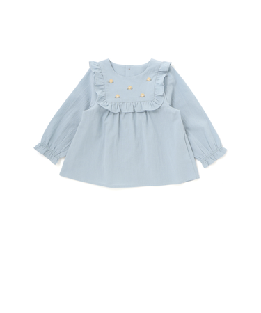 スクエアフリルお花刺しゅう長袖フレアブラウス(80~100cm)