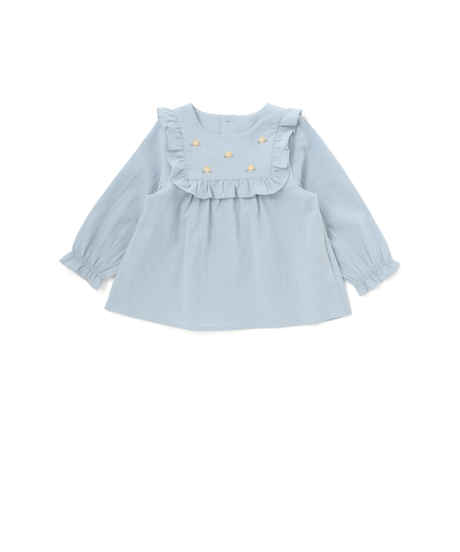 スクエアフリルお花刺しゅう長袖フレアブラウス(80~100cm)