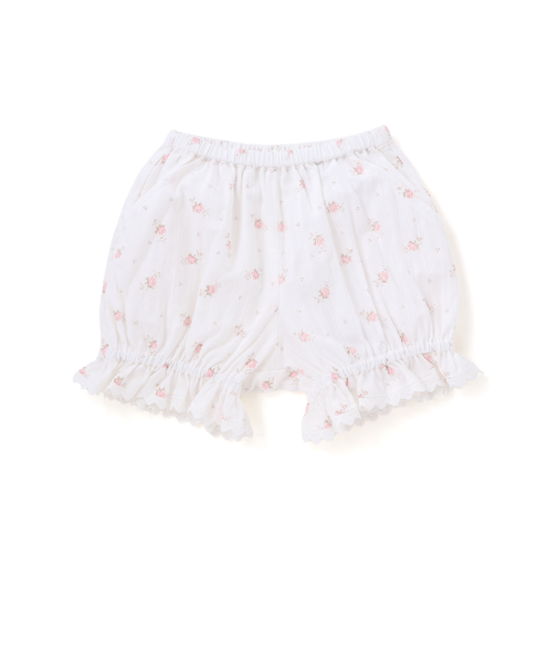 【お揃い】花柄裾レースフリルブルマ(80~90cm)