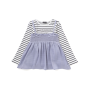 ラメジョーゼットシャーリングキャミ+リブボーダー長袖Tシャツセット(90~160cm)