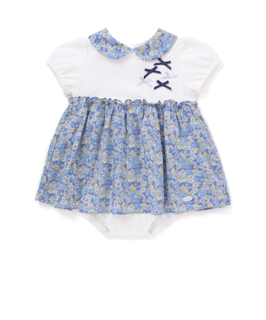 【お揃い】リバティ(leontyne dream)プリントタナローンスカート付きリボンカバーオールベビー(70-90cm)