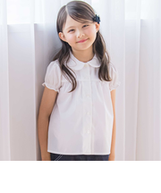 コットンシャンブレー襟付きパフスリーブブラウス(100~140cm)