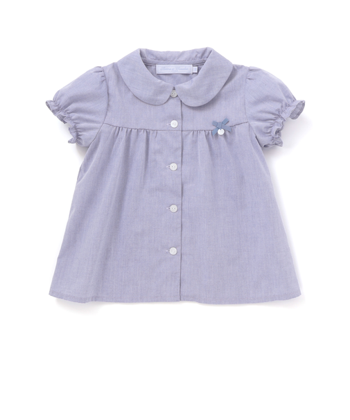 コットンシャンブレー襟付きパフスリーブブラウス(100~140cm)