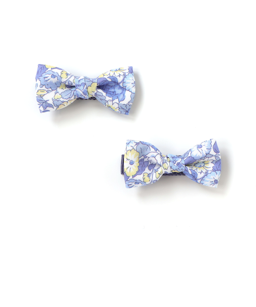 【日本製】【お揃い】リバティ(leontyne dream)プリントタナローンリボン型ヘアクリップ2点セット