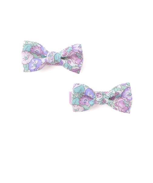 【日本製】【お揃い】リバティ(leontyne dream)プリントタナローンリボン型ヘアクリップ2点セット