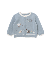 恐竜アニマルのりもの刺しゅう配色ニットカーディガンベビー(70~80cm)