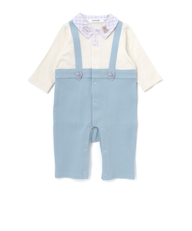 アニマルクマさんおしりパッチサロペット重ね着風カバーオールベビー(70~80cm)