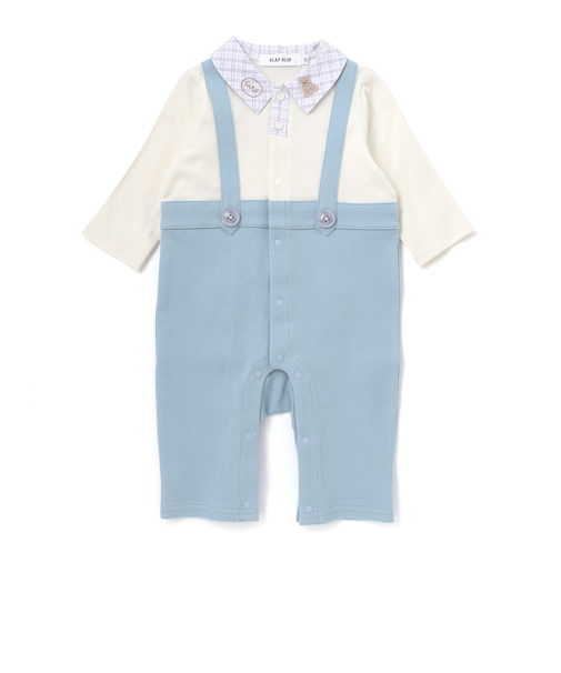 アニマルクマさんおしりパッチサロペット重ね着風カバーオールベビー(70~80cm)