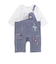 アニマルクマさんストライプサロペット重ね着風プリントロンパースベビー(60~80cm)