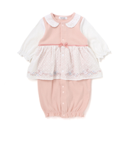 お花レース襟付きレーススカートドッキング2WAYオールベビー(50~70cm)