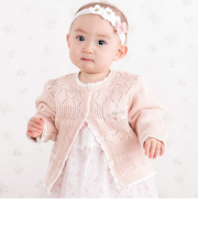 レース編みモチーフ刺しゅうニットカーディガンベビー(70~80cm)