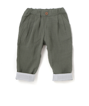 コットンガーゼ裾ボーダーロングパンツ(80~100cm)