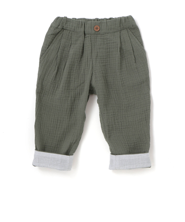 コットンガーゼ裾ボーダーロングパンツ(80~100cm)