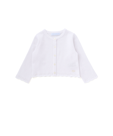 【日本製】【お揃い】ドラロン綿飾り編み長袖カーディガン(70-90cm)