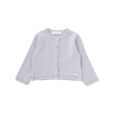 【日本製】【お揃い】ドラロン綿飾り編み長袖カーディガン(70-90cm)