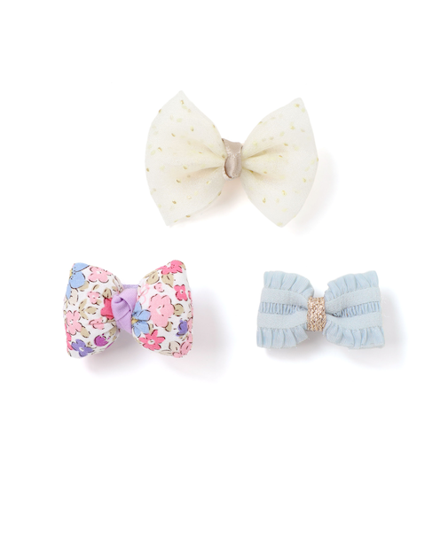 いろいろお花リボンヘアピン3点アソートベビー