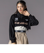 ハーフジップドロップショルダートップス＆短丈半袖Tシャツセット(130~160cm)