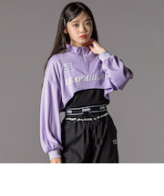 ハーフジップドロップショルダートップス＆短丈半袖Tシャツセット(130~160cm)