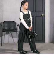 デニムビスチェ＋タック入り太パンツセットアップ(110~150cm)