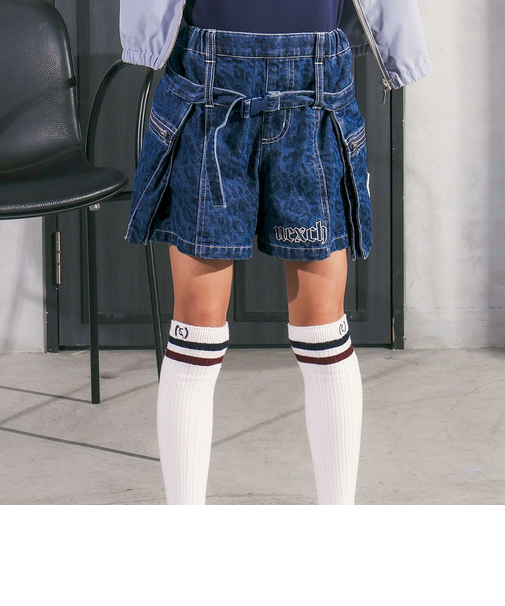 ツイルヒョウ柄デニムショートパンツ(110~150cm)