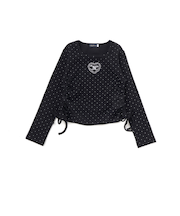 スクエアネックサイドギャザーテレコ長袖Tシャツ(110~150cm)