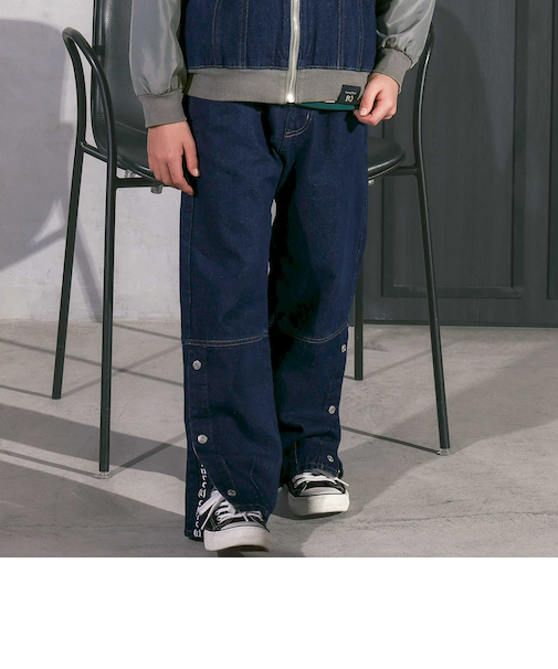 ボタンスリット開きワイドデニムパンツ(110~150cm)